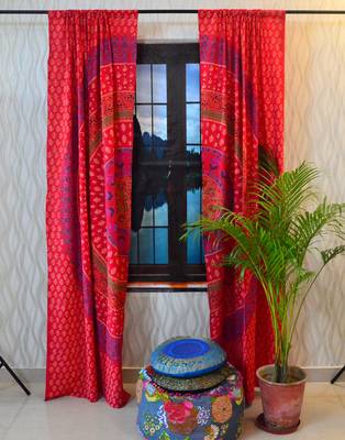 Indian door curtain hand printed mandala cotton tapestry decor window curtains 1