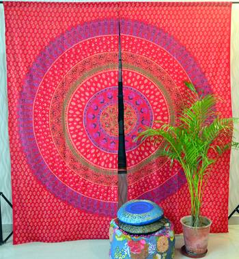 Indian door curtain hand printed mandala cotton tapestry decor window curtains 3