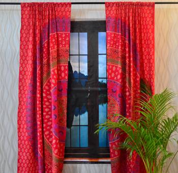 Indian door curtain hand printed mandala cotton tapestry decor window curtains 4