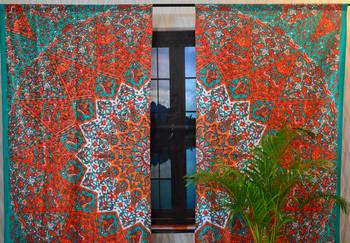 Indian mandala curtain panel elephant living room tab top luxury door curtains 3
