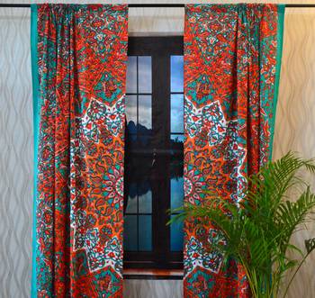 Indian mandala curtain panel elephant living room tab top luxury door curtains 4