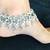 Crystal Silver Floral Design Broad Anklets Payal Pair