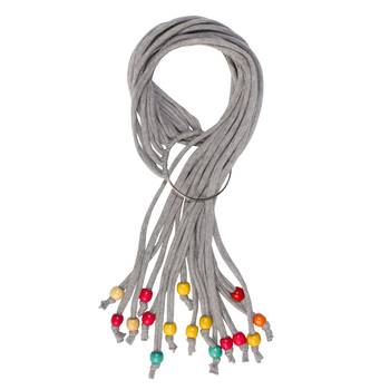 T-Shirt Necklace With Multicolour Wooden Balls On End And Silver Metal Bangle 2