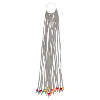 T-Shirt Necklace With Multicolour Wooden Balls On End And Silver Metal Bangle 3