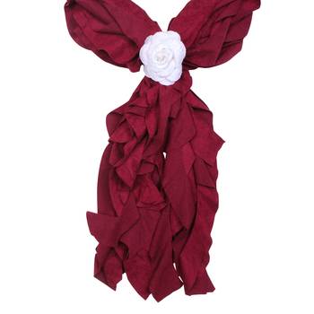 Maroon Cotton Lycra Scarf With White Flower Rubbering 3