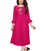 Pink woven rayon kurti