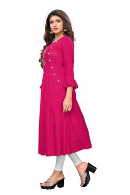 Pink woven rayon kurti 3