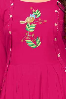 Pink woven rayon kurti 4