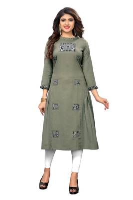 Grey woven cotton kurti 1