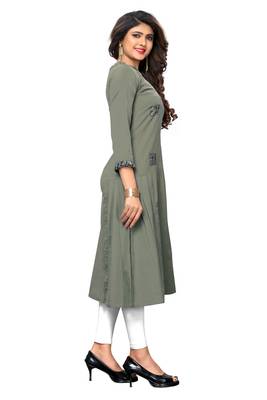 Grey woven cotton kurti 3