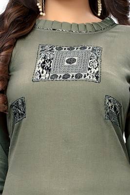 Grey woven cotton kurti 4