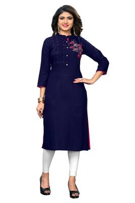 Blue woven rayon kurti 1