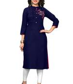 Blue woven rayon kurti