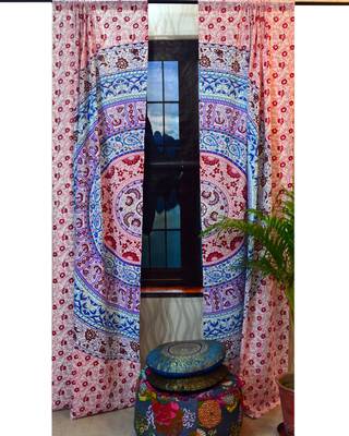 Indian window curtain ombre mandala tulle voile drape panel sheer scarf valances 2