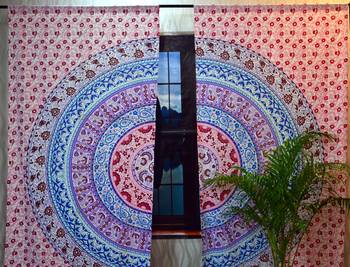 Indian window curtain ombre mandala tulle voile drape panel sheer scarf valances 3