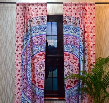 Indian window curtain ombre mandala tulle voile drape panel sheer scarf valances 4