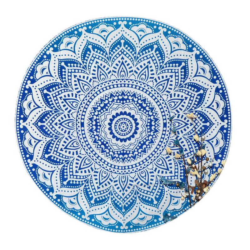 Bohemian Mandala Round Beach Tapestry in Blue Animal Birds
