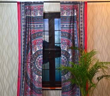 Mandala paisley curtains door window curtain drape panel sheer scarf valances 4