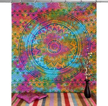 Boho living room hook curtains bohemian curtains for bedroom tie dye tapestry curtains mandala hippie dorm decor 2