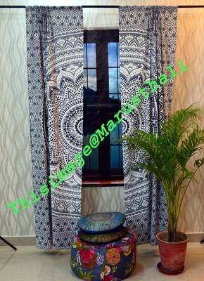 Ombre mandala indian curtain hippie wall hanging door window large curtains 2 pc 2
