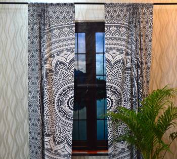 Ombre mandala indian curtain hippie wall hanging door window large curtains 2 pc 4