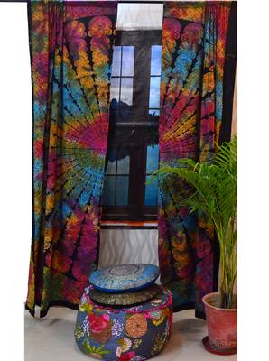 Indian mandala door window curtain drape panel sheer scarf valances divider boho 2