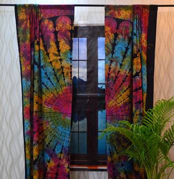 Indian mandala door window curtain drape panel sheer scarf valances divider boho 4