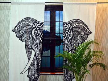 Indian urban elephant mandala curtains tapestry drapes window treatment bohemian 3