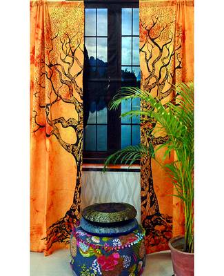 Mandala curtain tulle voile moroccan curtains drape panel sheer scarf valances 1