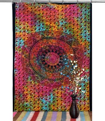 Boho living room hook curtains bohemian curtains for bedroom tie dye tapestry curtains mandala hippie dorm decor 1