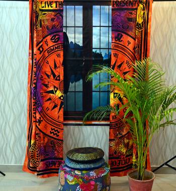 Mandala curtain tulle voile moroccan curtains drape panel sheer scarf valances 1
