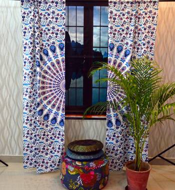 Mandala curtain tulle voile moroccan curtains drape panel sheer scarf valances 2