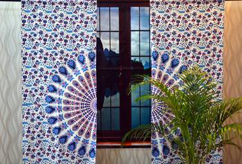 Mandala curtain tulle voile moroccan curtains drape panel sheer scarf valances 3