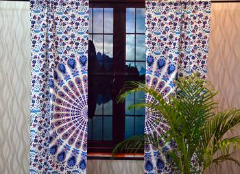 Mandala curtain tulle voile moroccan curtains drape panel sheer scarf valances 4