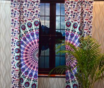 Indian curtains throw mandala tapestry window drape panel sheer scarf valances 4