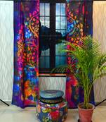 Indian tie dye curtains mandala tapestry window drape panel sheer scarf valances