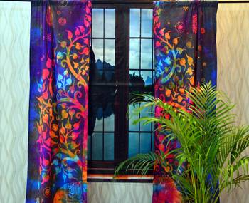 Indian tie dye curtains mandala tapestry window drape panel sheer scarf valances 4
