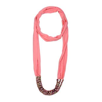 Peach Cotton Lycra Scarf With Dark Pink Multicolour Shaded Beads 2