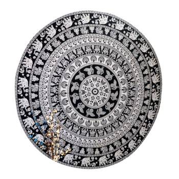 Mandala Roundie Beach Indian Tapestry Hippy Gypsy Cotton Black And white Table Covers Hippie Boho Yoga Mat Bohemian 1