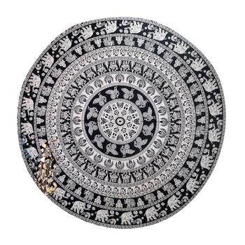 Mandala Roundie Beach Indian Tapestry Hippy Gypsy Cotton Black And white Table Covers Hippie Boho Yoga Mat Bohemian 2