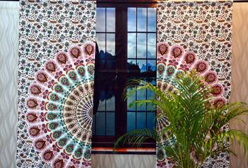 Indian mandala door curtain cotton hippie tapestry decor window curtain wall art 3