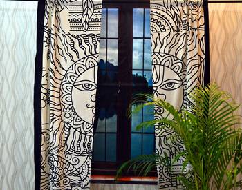 Indian curtains drapes window treatment tulle voile door window throw tapestry 4