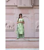 Green printed cotton kurtas and kurtis with palazzo