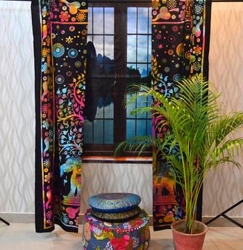 Elephant decor door window indian curtain hanging tapestry boho hippie valances 1