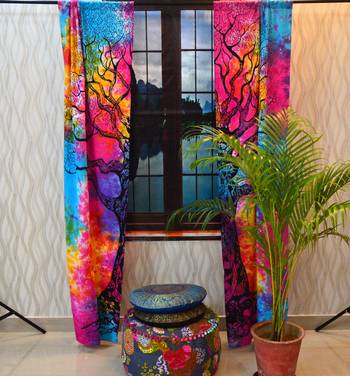 Indian mandala tie dye curtains drapes wall decor curtain valances boho tapestry 1