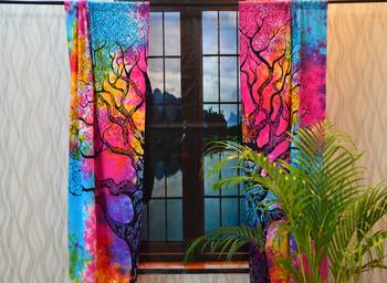 Indian mandala tie dye curtains drapes wall decor curtain valances boho tapestry 4