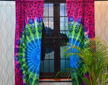 Door window mandala indian curtain bohemian tapestry drape panel cotton valance 4