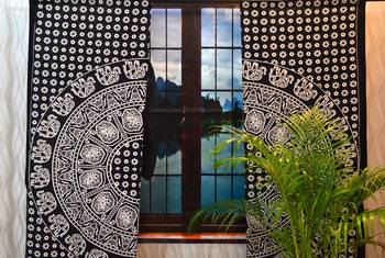Mandala door window curtain bohemian indian tapestry drape panel cotton valance 3