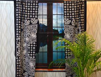 Mandala door window curtain bohemian indian tapestry drape panel cotton valance 4