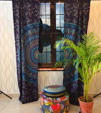 Indian mandala tulle voile door window curtain drape panel sheer scarf valances 2